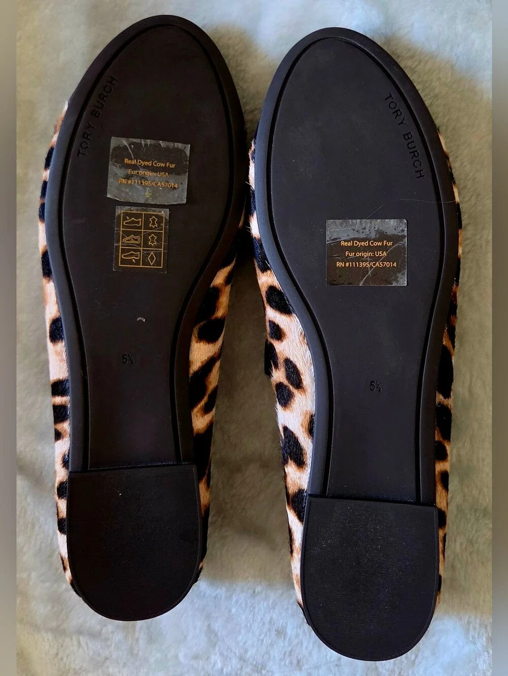 Tory Burch Leopard-Print Ballet Flats with Black Cap Toe